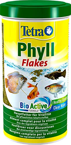 TetraPhyll Flakes - Fischfutter für alle pflanzenfressenden Zierfische, Flockenfutter mit lebenswichtigen Ballaststoffen, 1 Liter Dose von Tetra