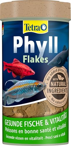 TetraPhyll Flakes - Fischfutter für alle pflanzenfressenden Zierfische, Flockenfutter mit lebenswichtigen Ballaststoffen, 250 ml Dose von Tetra