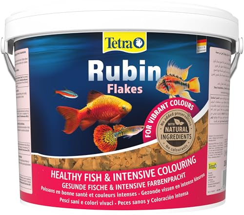 Tetra Rubin Flakes - Fischfutter in Flockenform mit natürlichen Farbverstärkern, unterstützt eine intensive Farbenpracht der Fische, 10 L Eimer von Tetra