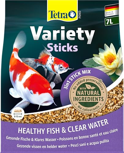 Tetra Pond Variety Sticks - Fischfutter-Mix für Teichfische aus drei verschiedenen Sticks, für die Gesundheit, Farbenpracht und Vitalität aller Fische im Teich, 7 L Beutel von Tetra