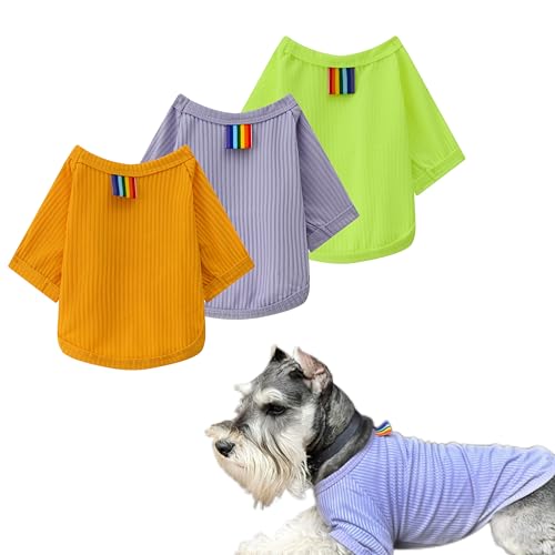 Kühlshirt für Hunde, Eisseide, atmungsaktiv, leicht, für kleine Hunde, Lila, Orange, fluoreszierendes Grün, Größe L, 3 Stück von Teumessian