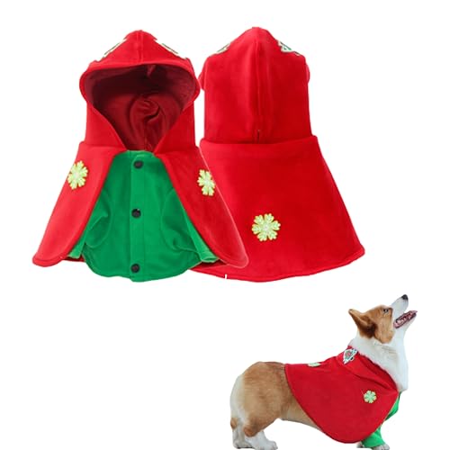 Teumessian Haustier-Weihnachtskostüm, Fleece-Umhang mit Hut, Schneeflocke und Weihnachtsbaum, bequem, weich und warm, Umhang für kleine, mittelgroße und große Jungen, Mädchen, Katzen und Hunde, von Teumessian