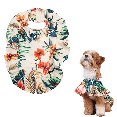 Teumessian Hawaii-Umhang für Hunde, Hundekleidung für kleine Hunde, Haustierkleid, Katzenponcho, Sommer, Grün, Größe M von Teumessian