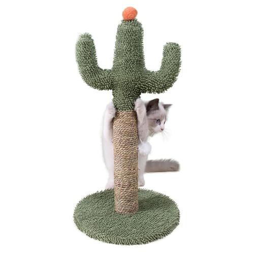 Cactus Cat Tree, süßer Katzenkratzer,Grüne kratzend Post - Naturkätzchen Kratzstangen in weichem Stoff, Kratzstangen mit interaktiver Kugel für alle Innenrassen von Tewzafiya