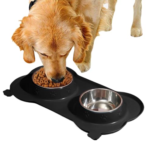 Double Dog Bowl Set, Doppelhundwasserschüssel,Doppelfutterschalen für Katze - Einfach zu reinigende Haustiere Welpe Wasserschale für kleine mittelgroße Hunde Katzen Welpe 0) von Tewzafiya