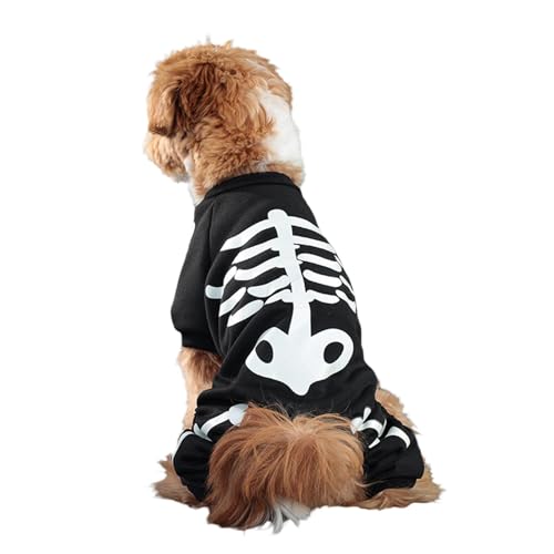 Halloween-Haustier-Outfit, Halloween-Kleidung für Hunde - Leuchtender Skelett-Halloween-Cosplay-Haustier-Overall - Festliches Hunde-Haustier-Outfit für Mottopartys, Alltagskleidung, Spieltermine, Para von Tewzafiya