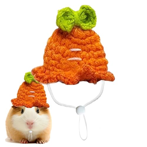 Hamster gestrickter Hut, winziger Hamsterhut,Süße Haustier Kopfbedeckung winziger Hamsterhut - Weiche tierische Kleidung mit Verstellbarer Kordelkordelkostümzubehör für Vogel und Urlaub von Tewzafiya