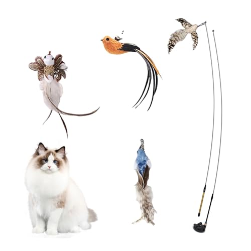 Katzenfederspielzeug, Kitten Toy Stick - Einziehbarer 7X Interactive Feather Stick - Mehrzweckkätzchen -Spielset -Haustierzubehör für gelangweilte Haustiere von Tewzafiya