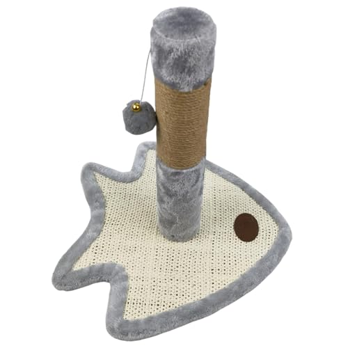 Kratzerpfosten mit Seil, Katze Kratzerpfosten | Fischdesign Basis Natural Sisal Cat Scratch mit Ball | Anti Tilt Heavy -Duty -Haustierbetten und Möbel für Innenkätzchen von Tewzafiya