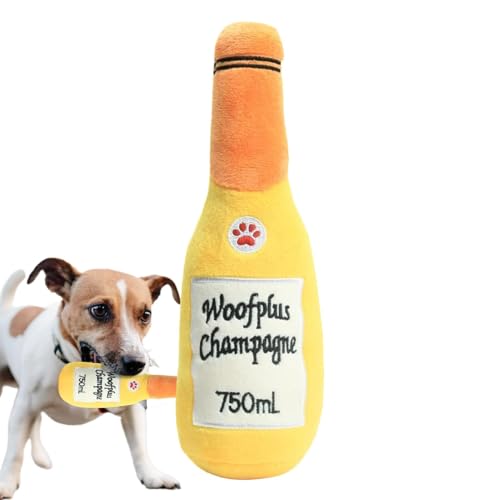 Plüsch-Kauspielzeug für Hunde, Gefülltes Kauspielzeug für Hunde | Simuliertes bierförmiges, bissfestes, quietschendes Plüsch-Hundespielzeug,Ratterndes Kauspielzeug, interaktives Plüsch-Hundespielzeug von Tewzafiya