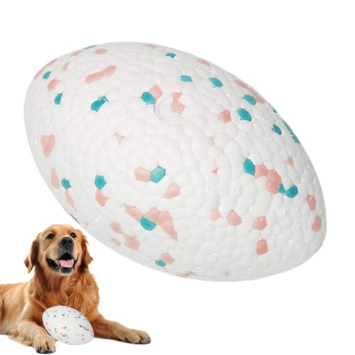 Tewzafiya Beißspielzeug für Hunde, Hundebälle aus Gummi - Gummi-Rugby-Form-Quietschball,Langlebiger, robuster, leicht zu reinigender interaktiver Hundekauball für mittelgroße Hunde von Tewzafiya