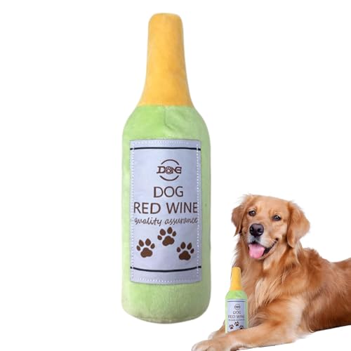 Tewzafiya Plüsch Flasche Hundespielzeug, Hundemande -Spielzeugflasche | Bierflasche Squeak Spielzeug | Pet Supplies Welpe thething, Anreicherung interaktiver Spiele für Aggressive Kauen von Tewzafiya