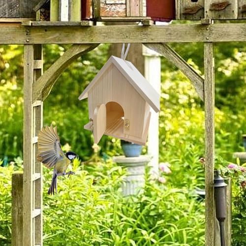 Vogelhäuser für Outdoors, Vogelschachtel im Freien | Hölzerne Vogelnistschachtel mit Pole,Haustierhaus für Kolibris Kardinal Wildvögel, Außendekoration für den Gartenhof im Patio von Tewzafiya