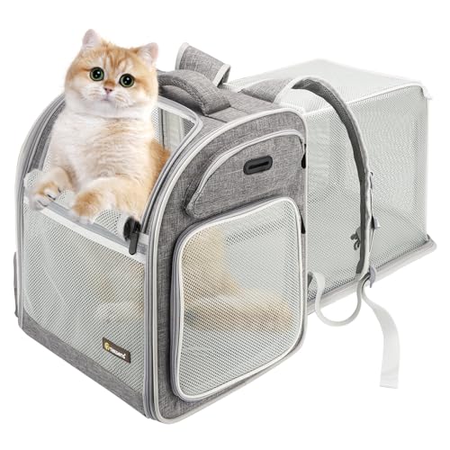 Texsens Innovativer Reisender Bubble Rucksack Pet Carrier für Katzen und Hunde, Katzenrucksack mit verbessertem erweiterbarem Zeltbett für mehr Platz von Texsens