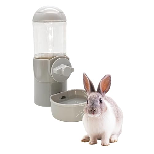 Tfwadmx Kaninchen-Wasserflasche, ca. 500 ml, kein Tropfen, für Kleintierkäfig, Wassernapf zum Aufhängen, Meerschweinchen, automatisches Wasser für Kaninchen, Chinchilla, Igel, Frettchen (grau) von Tfwadmx