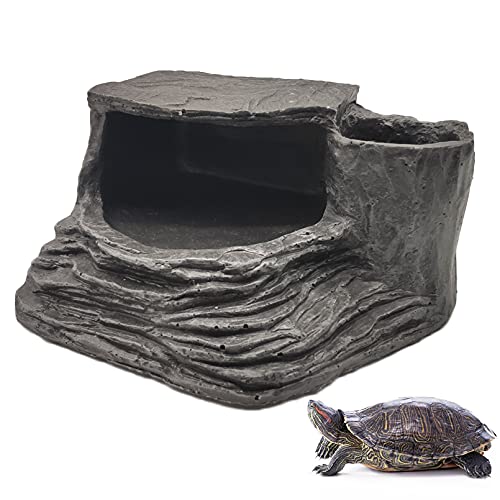 Tfwadmx Schildkröten Sonnenplattform Reptilien Habitat Höhle Amphibien Kletterrampe Dekorationen Harz Aquarium Ornament Schildkröten Zubehör für Frösche Molts Schlangen Chamäleons Eidechse von Tfwadmx