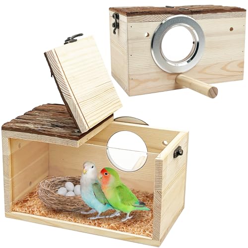 Tfwadmx Sittich Nistkasten Holz Papageiennest Nymphensittiche Vogelnest Vogelbrutkasten Haus Acryl Transparent Vogelbox von Tfwadmx