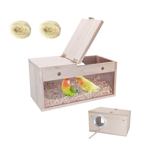 Tfwadmx Sittich Nistkasten Transparent Vogel Nistkasten Holz Vogelhaus für Käfig Wellensittiche Brutkästen für Papageien, Lovebirds und andere kleine Vögel 24,9 cm x 12,2 cm x 12,4 cm von Tfwadmx