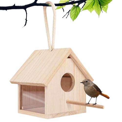 Tfwadmx Vogelhaus Holz Transparent Outdoor Vogelhaus Hängende Nester Box Garten Terrasse DIY Deko für Zaunkönig Schwalbe Spatz Kolibri Finken Throstle von Tfwadmx