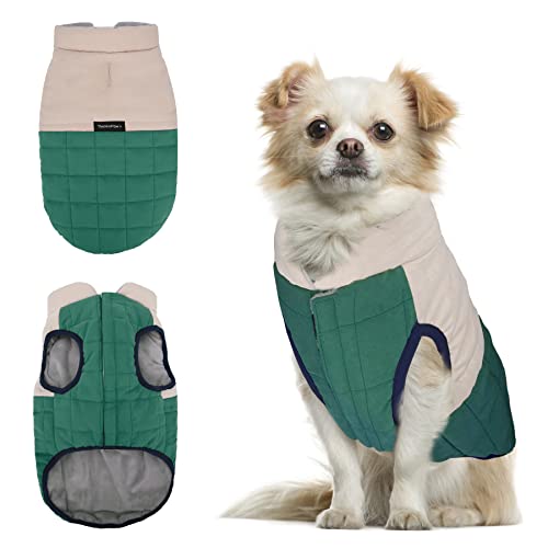 Thankspaw Hund Wintermantel Stilvolle Hundeweste Extra warme Hunde kaltes Wetter Jacke Weiche Bequeme Hundebekleidung für Winter für kleine mittelgroße Hunde (M, Grün) von Thankspaw