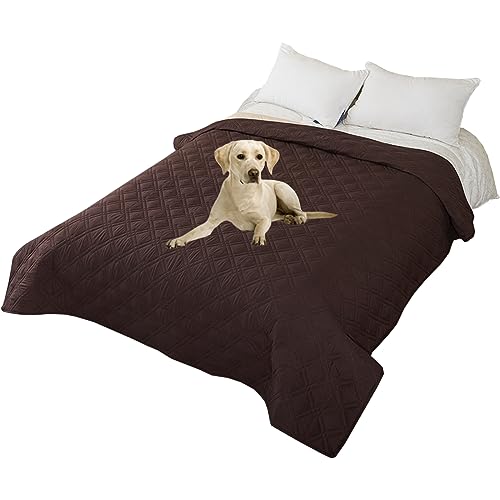 Thdsubb Bettdecke Für Hunde 100% wasserdichte Haustierdecken Hundedecke Matratzenschoner Für Haustier Tagesdecke (170x210cm,Diamant Kaffee) von Thdsubb