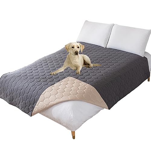 Thdsubb Bettdecke Für Hunde 100% wasserdichte Haustierdecken Hundedecke Matratzenschoner Für Haustier Tagesdecke (170x210cm,Wabe grau) von Thdsubb