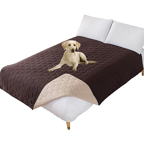 Thdsubb Bettdecke Für Hunde 100% wasserdichte Haustierdecken Hundedecke Matratzenschoner Für Haustier Tagesdecke (75x180cm,Wabe Kaffee) von Thdsubb