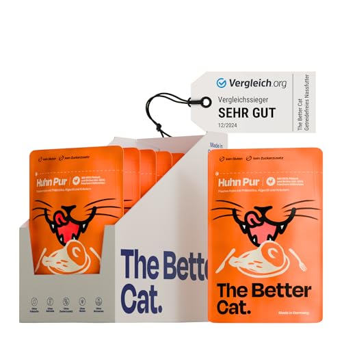 The Better Cat - Getreidefreies Nassfutter mit extra hohem Fleischanteil - Premium Katzenfutter ohne Getreide und ohne Zucker mit Präbiotika (Huhn) von The Better Cat