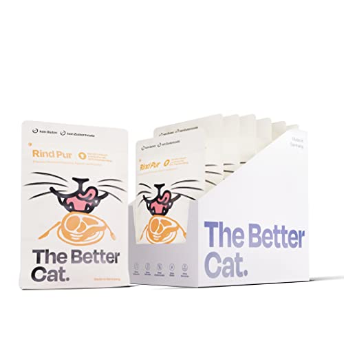 The Better Cat - Getreidefreies Nassfutter mit extra hohem Fleischanteil - Premium Katzenfutter ohne Getreide und ohne Zucker mit Präbiotika (Rind) von The Better Cat