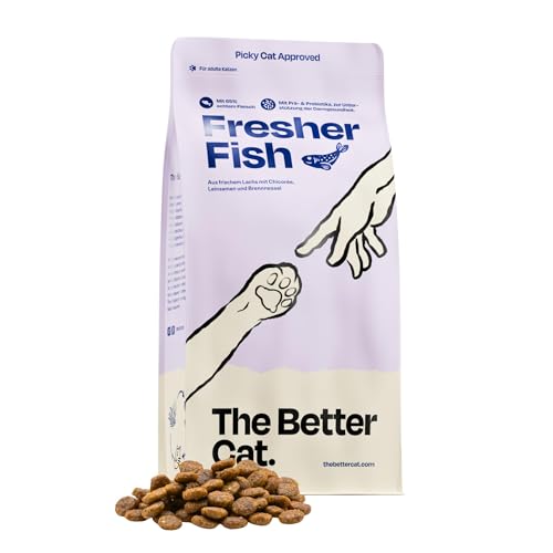 The Better Cat Super Premium Trockenfutter für Katzen | Getreidefreies Katzenfutter Trocken | Hoher Fleischanteil | Ohne Zucker | Mit Probiotika (1kg, Lachs) von The Better Cat