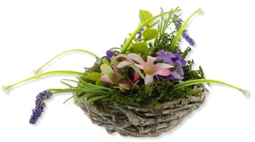 The Bridge Collection 12,7 cm Blumenvogelnest – Blumendekorationen – dekoratives Vogelnest mit Blumen – florale Heimdekoration von The Bridge Collection