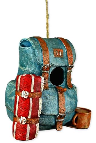 The Bridge Collection 17,8 cm Camping-Rucksack Vogelhaus – Camping-Dekor – Walddekor – Neuheit Vogelhaus für kleine Vögel – Maskuline Heimdekoration von The Bridge Collection