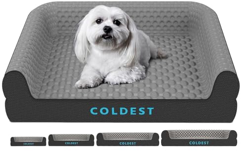 Coldest Cozy Hundebett – kühlende kleine, mittelgroße und große Hundebetten – ideal für waschbaren, abnehmbaren Bezug, bequem und rutschfest (Medium, Grau) von The Coldest Water