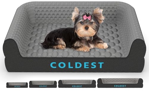 Coldest Cozy Hundebett – kühlendes kleines, mittelgroßes Hundebett – am besten waschbarer, Abnehmbarer Bezug, bequem und rutschfest (klein, grau) von The Coldest Water