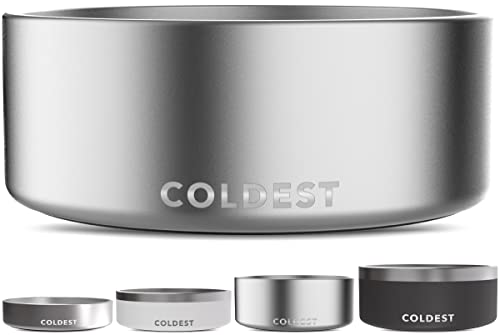 Coldest Hundenapf – Edelstahl, rutschfest, für Hunde, Katzen, Fütterung für Futter oder Wasser (1,8 l, polierter Edelstahl) von The Coldest Water