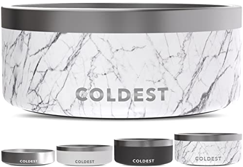 Coldest Hundenapf – Edelstahl, rutschfest, für Hunde, Katzen, Fütterung für Futter oder Wasser (2,8 ml, Carrara-Marmor) von The Coldest Water