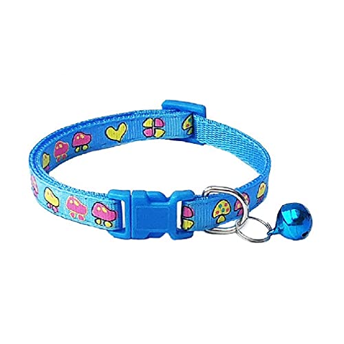 Verstellbares Hundehalsband mit Glocke, Cartoon-Muster, blaue Pilze von The Crafty Owl