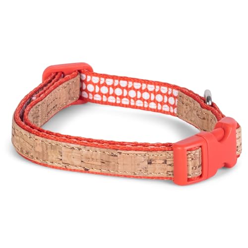 The Dodo Cork Dog Collar, Red Dodo Print; Size Large; Cork Material Collar for Dogs, Everyday Pet Apparel; Adjustable Snap Together, Pinch Release Buckle Collar von The Dodo