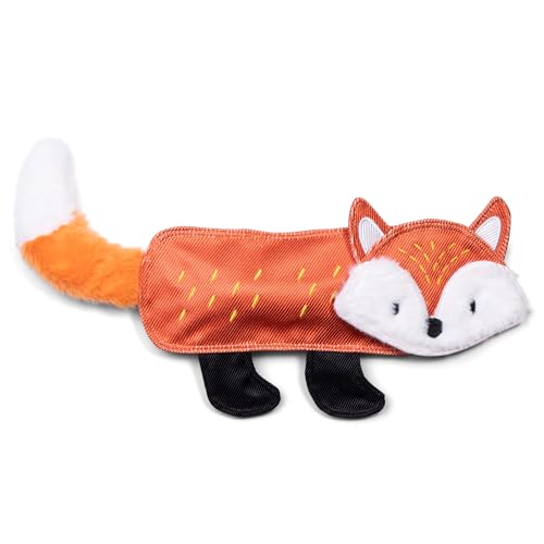 The Dodo Crinkle Flattie Red Fox Hundespielzeug, Stuffingless Spielzeug für Hunde, No Stuffing Hundespielzeug mit Knistergeräusch und Quietscher; Fuchs Spielzeug für Hunde im flachen Stil Plüsch von The Dodo