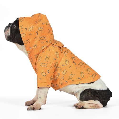 The Dodo Rainy Days Bedruckter Regenmantel für Hunde, Orange, Größe M, wasserabweisender Hunde-Regenmantel mit Klettverschluss, leicht zu reinigendes PVC-Material von The Dodo