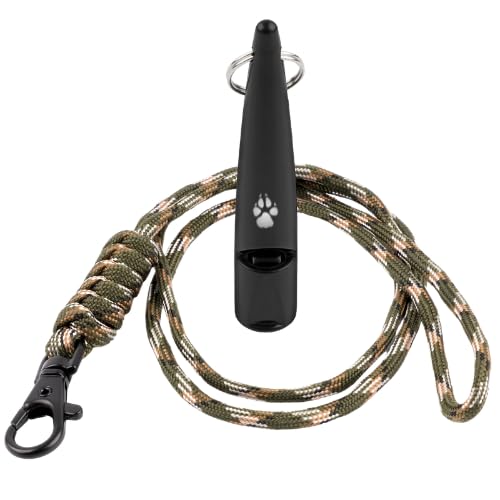 TDL Gun Hundepfeife mit Umhängeband – für Schlepp- und Hundetraining – Lange Distanz – Gute Frequenz für die meisten Rassen – konsistent (Black with Military Green Rope) von The Dog Lady (TDL)