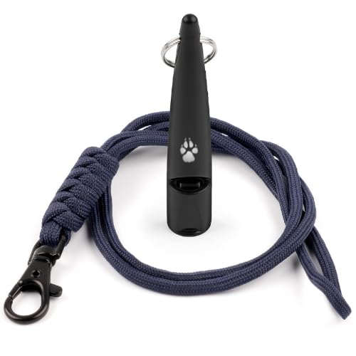 TDL - Hundepfeife für Jagdhunde mit Umhängeband – für Rückruf und Hundetraining – laut, über große Entfernungen – gleichmäßige Frequenz für alle Rassen (Black with Navy Rope) von The Dog Lady (TDL)