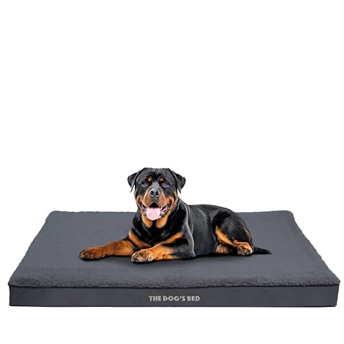 The Dog's Bed Orthopädisches Eierkisten-Schaumstoff-Hundebett mit Standardunterstützung, XXL grauer Plüsch, wasserdicht, stützendes Hundebett mit austauschbaren Bezügen, tierärztlich zugelassen von The Dog's Balls