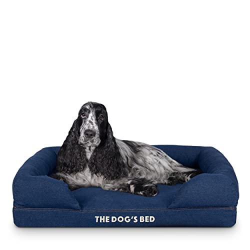 The Dog's Bed Orthopädisches Memory Foam Wasserdichtes Hundebett Medium, Blue Denim, Lindert Arthritis & Hüftdysplasie Schmerzen, Therapeutisch & Stützend, Waschbarer Bezug von The Dog's Balls