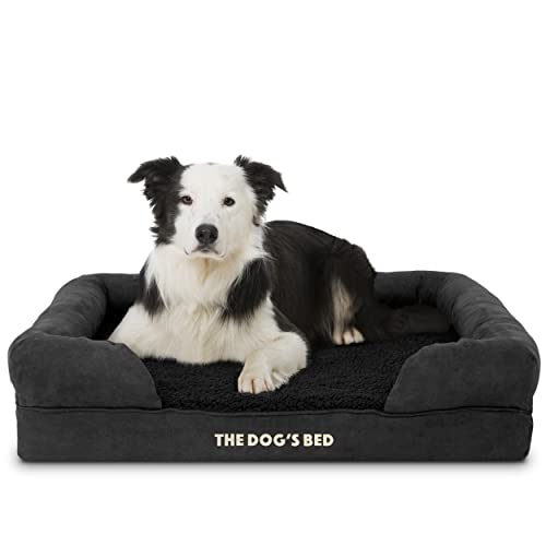 The Dog's Bed, Black Plush Large Orthopädic Memory Foam Waterproof Dog Beds, Eases Pet Arthritis & Hip Dysplasia Pain, Therapeutic & Supportive Dog Bed, Washable Covers, Veterinary Approved von The Dog's Balls