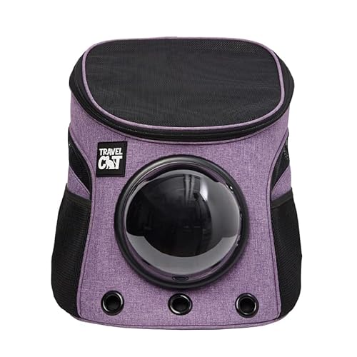 Fat Cat Mini Rucksack Carrier - Premium Pet Carrier Airline Approved with Space Capsule Bubble for Small Cats, Kitten - Cat Backpack Carrier for Travel, Pet Supplies and Cat Accessories, Purple von The Fat Cat