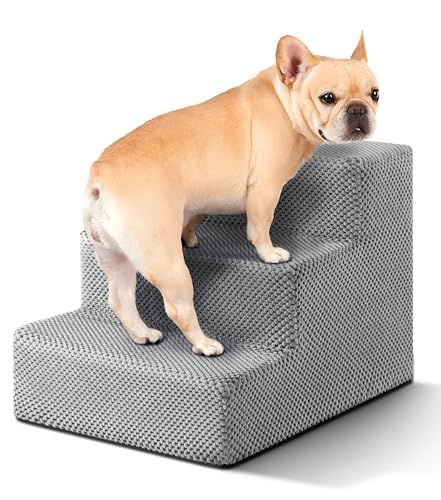 Hundetreppe Stufen für Sofa/Bett, Hundetreppe mit hochdichtem Schaumstoff, 3-stufige Hundetreppe mit waschbarem Bezug, weiche & rutschfeste Oberfläche, Hundetreppe für kleine ältere verletzte Hunde von The Fellie