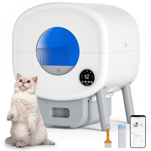 The Fellie Selbstreinigende Katzentoilette, 76L Große Katzentoilette für mehrere Katzen, Automatische Katzentoilette mit Sicherheitsschutz & APP-Steuerung, Geruchskontrolle Katzentoilette, mit 1 Rolle von The Fellie