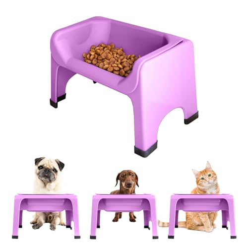Erhöhter Hunde- und Katzennapf mit Silikonnapf für kleine und mittelgroße Haustiere – vom Tierarzt zugelassen, lila von Fluff Trough