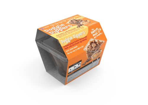 Doggie Dippers™ Pot - Turmeric & Chia Seed - Are a World-First Interactive Dog Treat. Blending Gluten and Wheat Free Carob and Coconut Biscuits with Our Carob Flavoured Peanut Butter von The Happy Mutt Nut Company